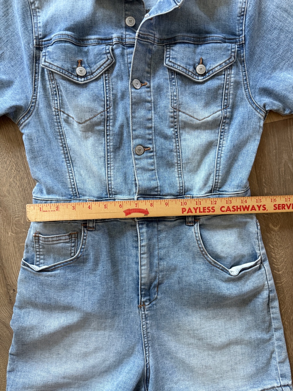 Altar'd State Light Wash Denim Short Sleeve Romper size small - Picture 8 of 13